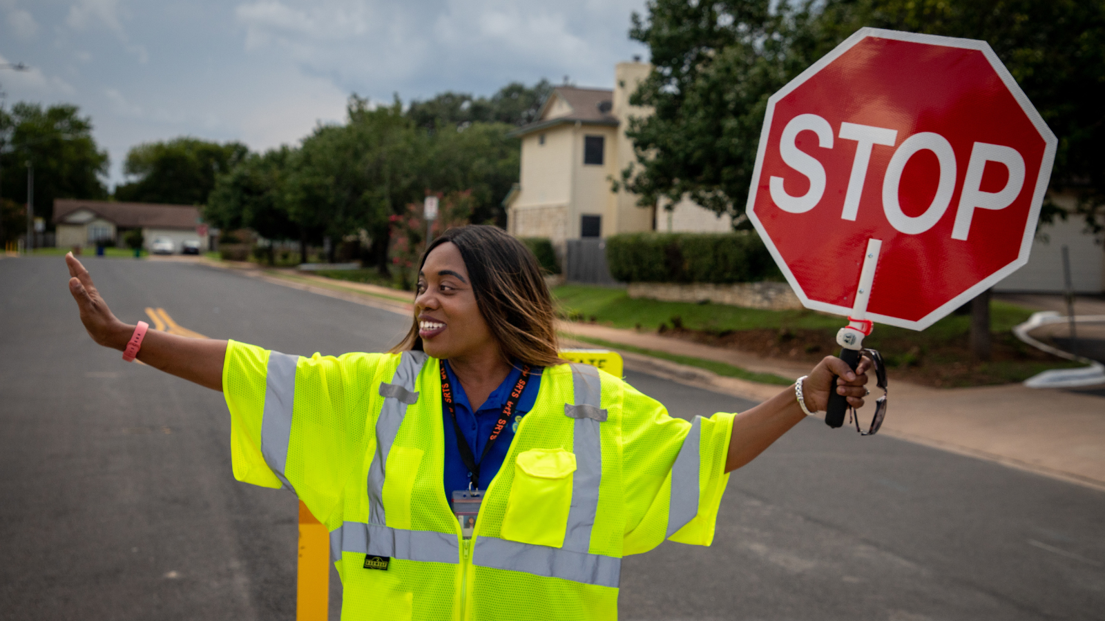 A female crossing guard