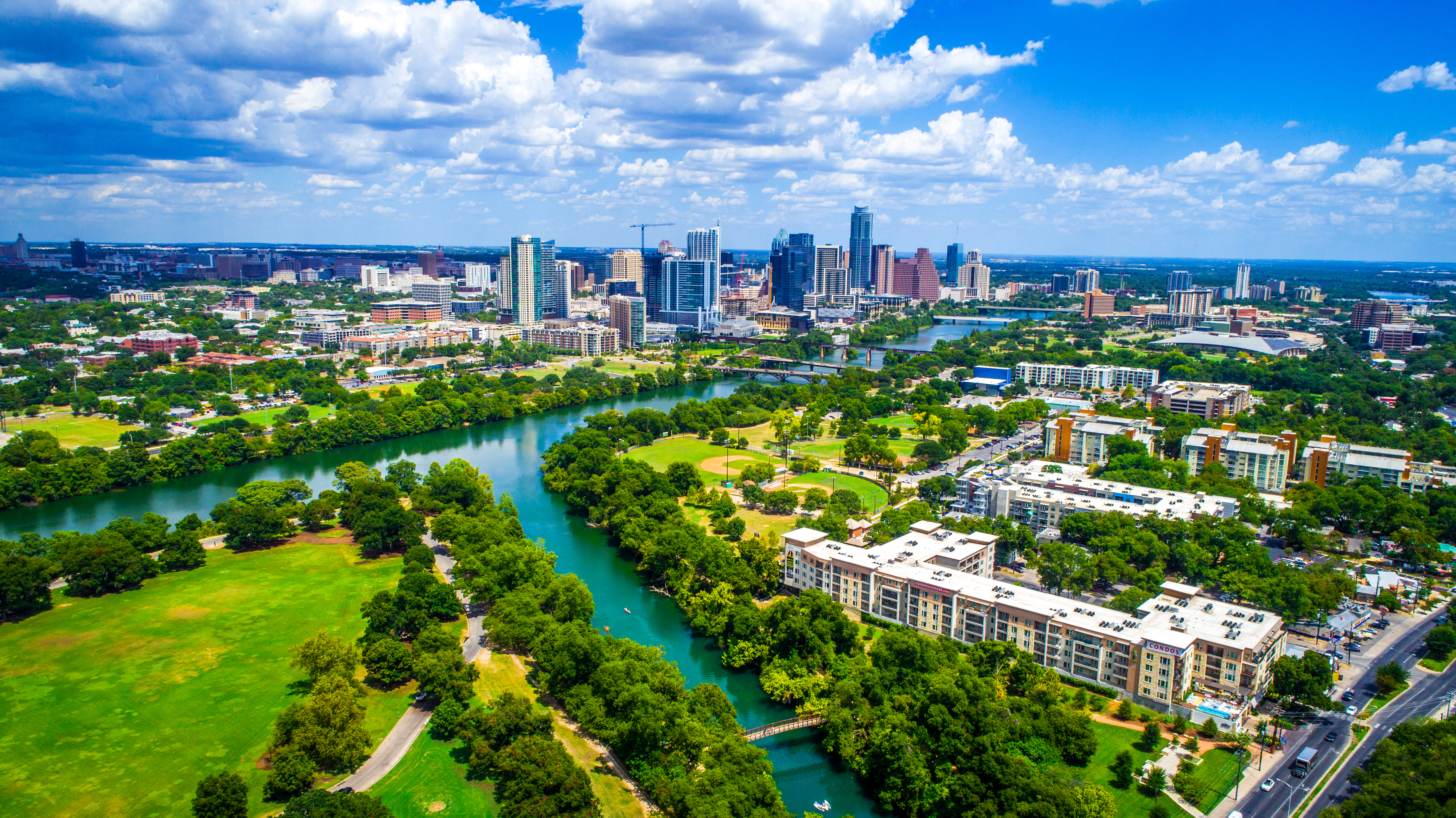 Photo of downtown Austin aerial view