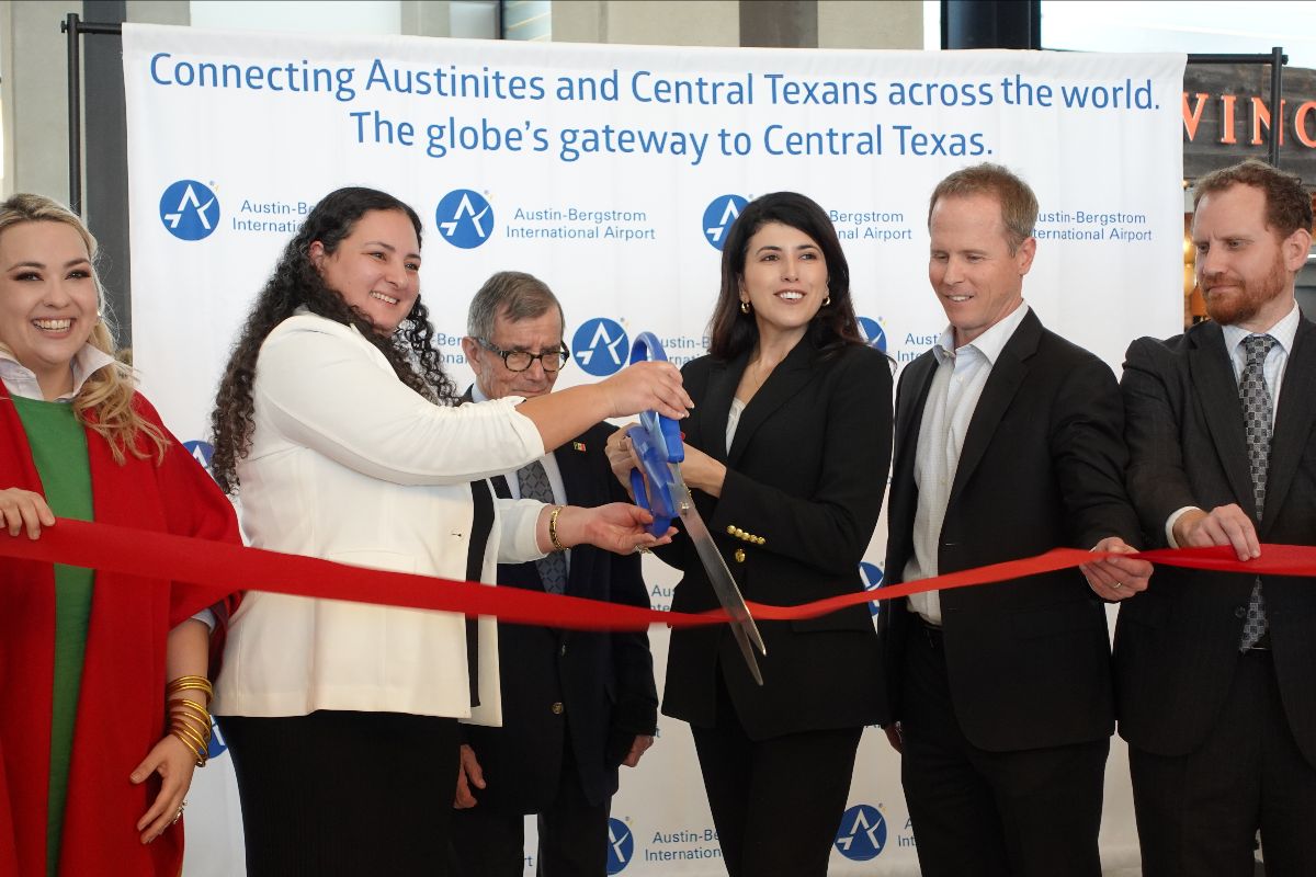 Pictured left to right: Brittany Rodriguez with Greater Austin Hispanic Chamber of Commerce, Ghizlane Badawi, with Austin-Bergstrom International Airport, City of Austin Council Member Vanessa Fuentes, Ed Latson with Opportunity Austin, and Jeremy Martin with Austin Chamber of Commerce. 
