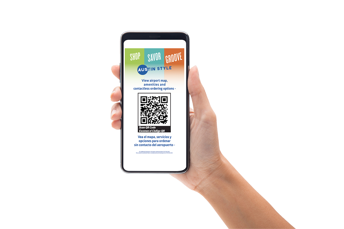 Cell phone wayfinding platform can be found at AirportMaps.FlyAustin.com.