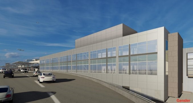 Architectural drawing of the outside of the addition by TSA Checkpoint 3. 
