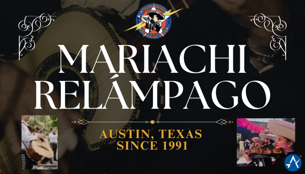 Mariachi Relampago logo with images of previous performances they hosted