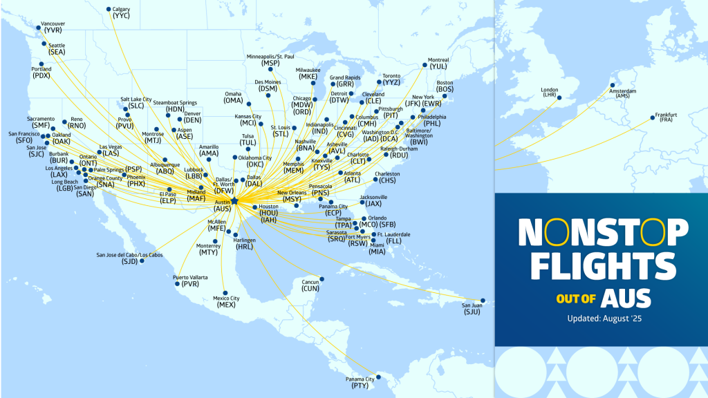 Nonstop Flights Out of AUS. Updated August 2025. 