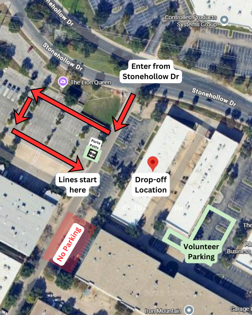 overhead map for clinic parking and traffic