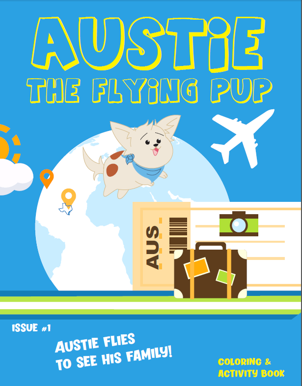 Austie the Flying Pup coloring and activity book