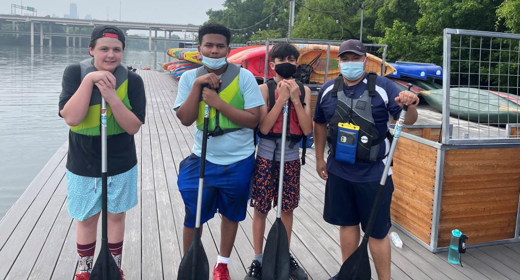 boys at dock with oars