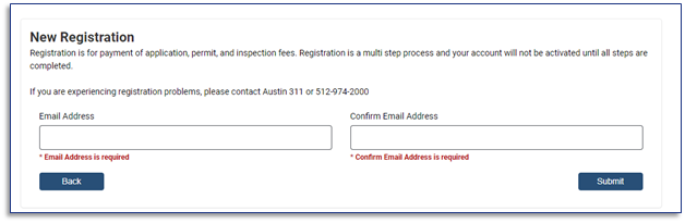 New registration screenshot
