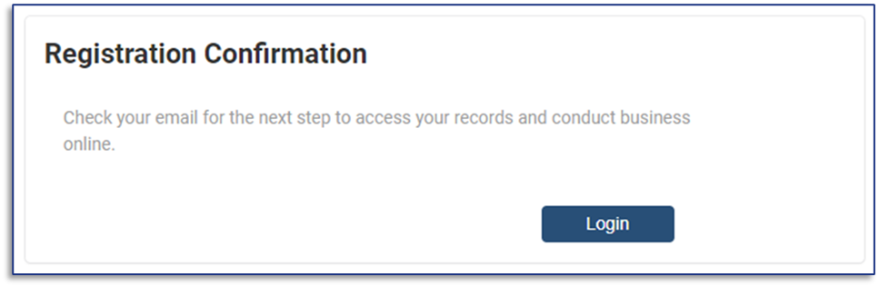 Registration confirmation screen