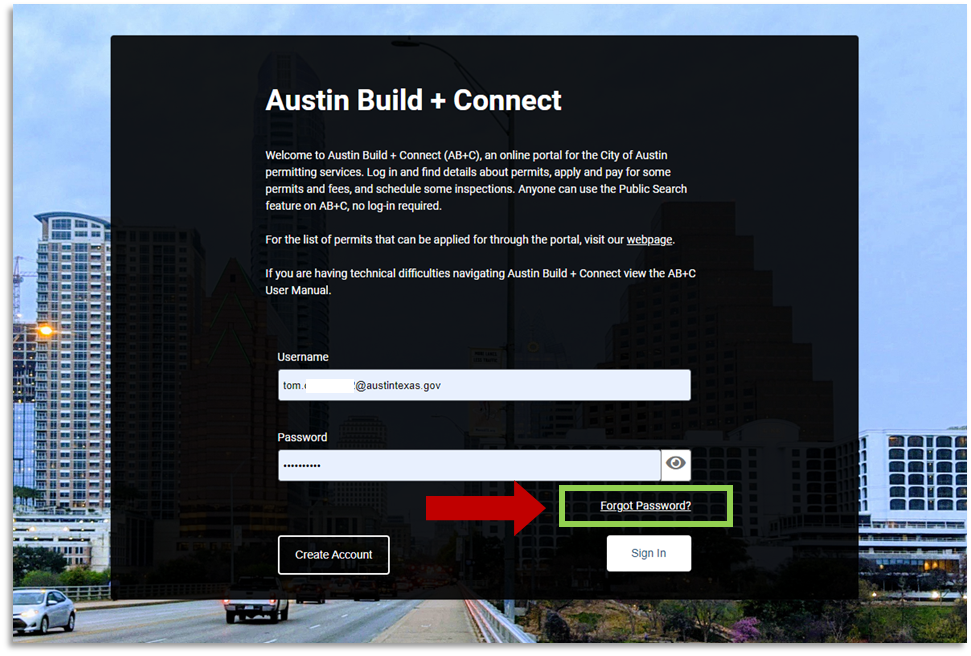 Forgot password callout