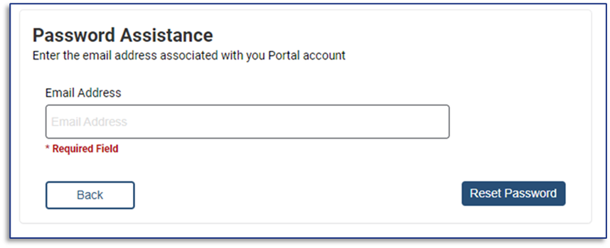 Password assistance screen