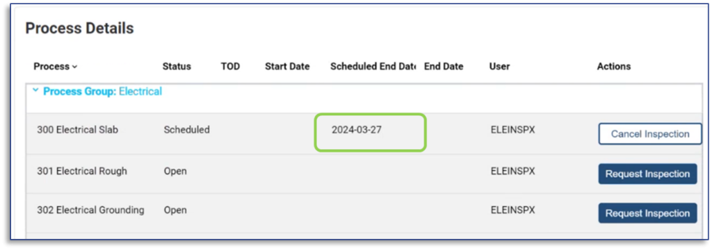 Inspection Date displayed
