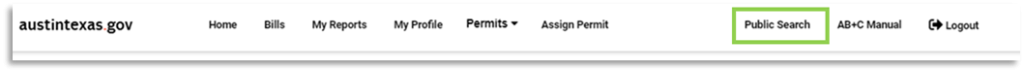 Public Search tool tab location for Registered users.