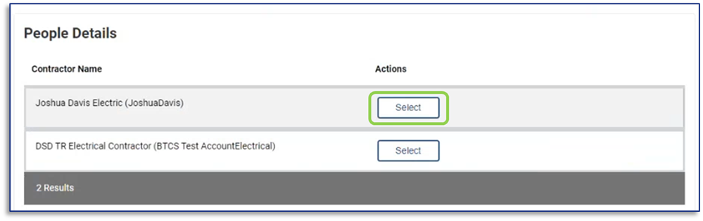 People details with Actions highlighted.