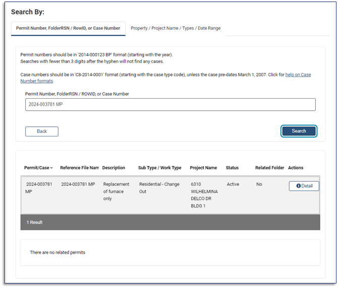 Sample view showing Related Folder tab.