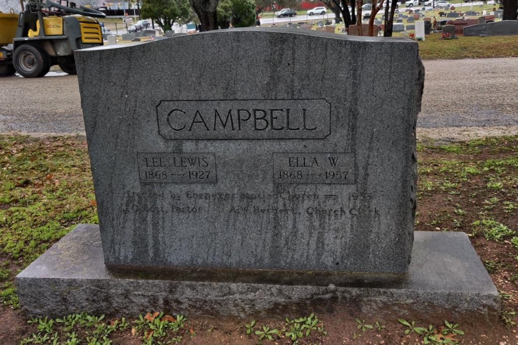 Campbell Headstone Lee Lewis 1868-1927 Ella W. 1868-1957