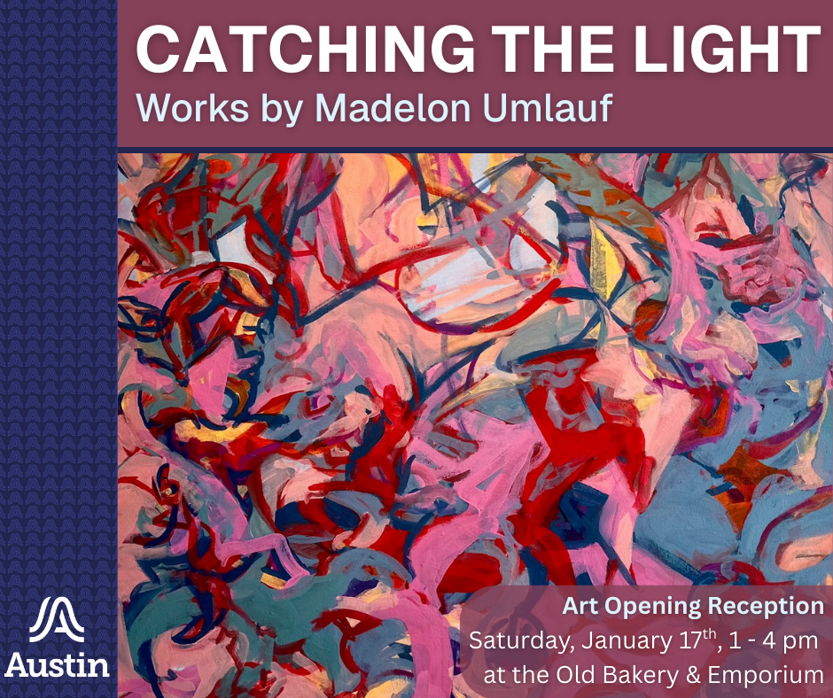 abstract painting with pinks, blues, and reds