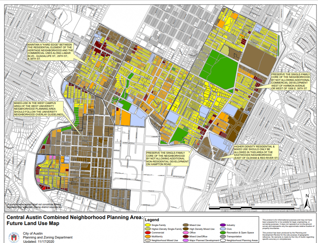 map of Central Austin Combined Neighborhood