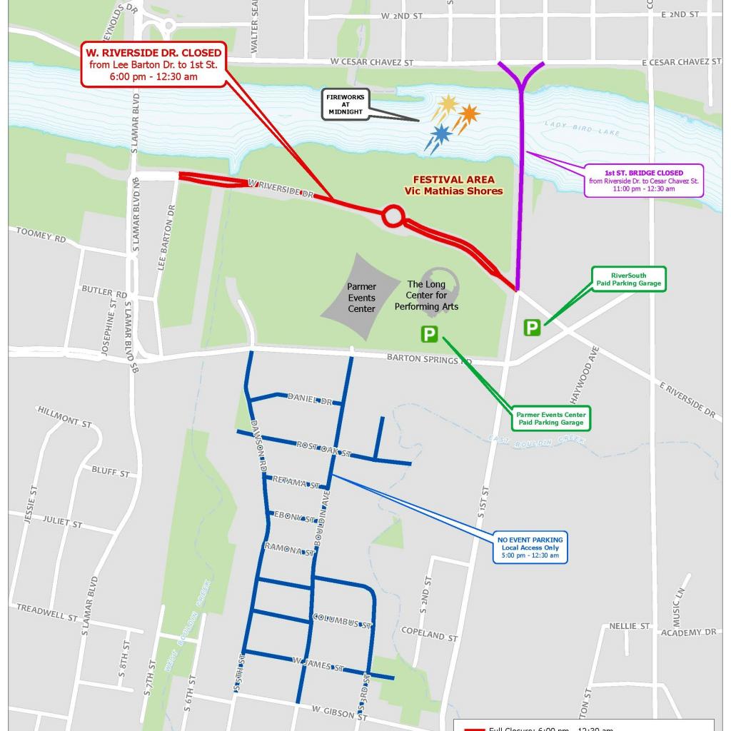 Austin's New Year Street Closure Map