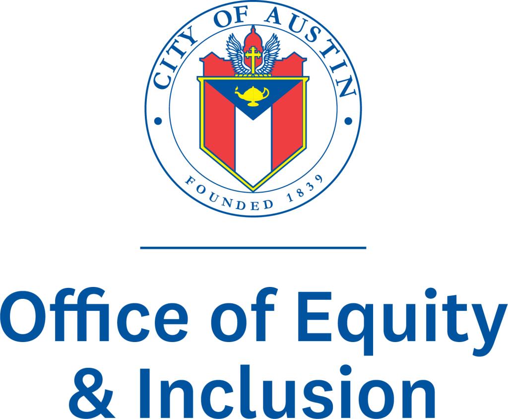 Office of Equity and Inclusion logo [City seal in red, white, and blue with Office of Equity and Inclusion underneath in blue text]