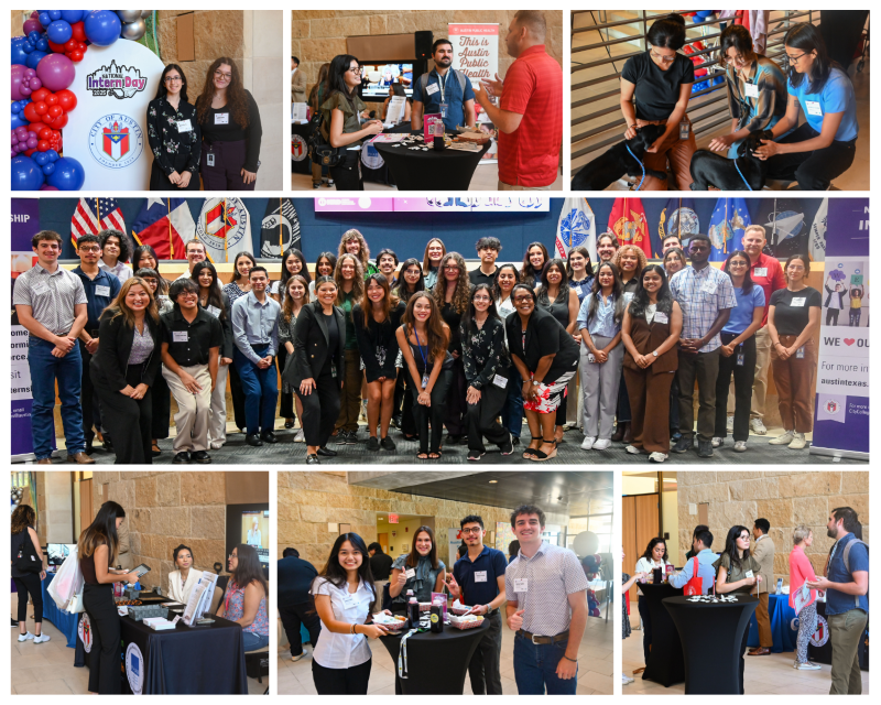 City of Austin interns attending inter day events at city hall. 