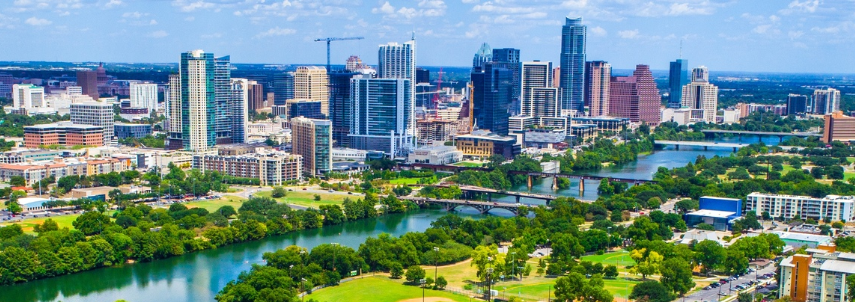 aerial view of downtown Austin
