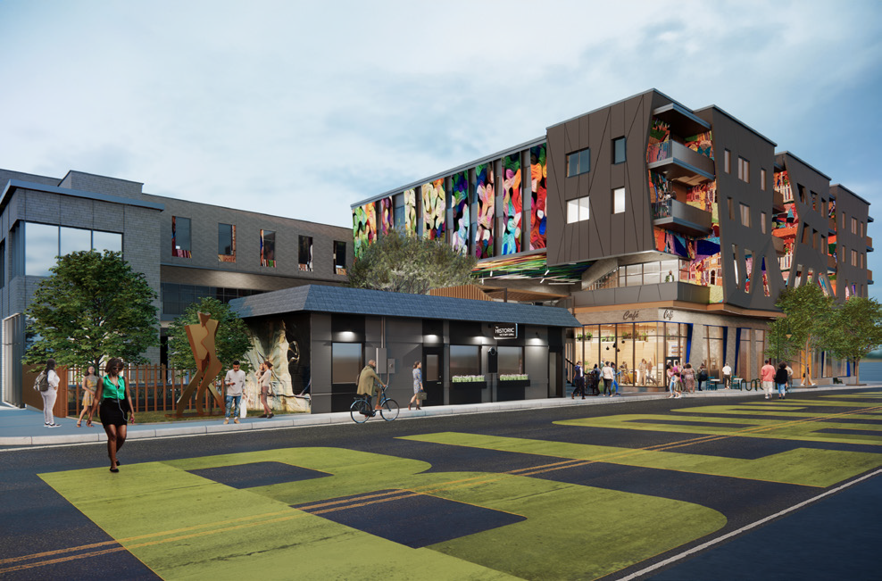 Rendering of Block 18 street view from Pleasant Hill Collaborative 
