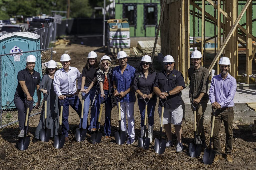 groundbreaking on the site of Mira, a new townhome development in East Austin