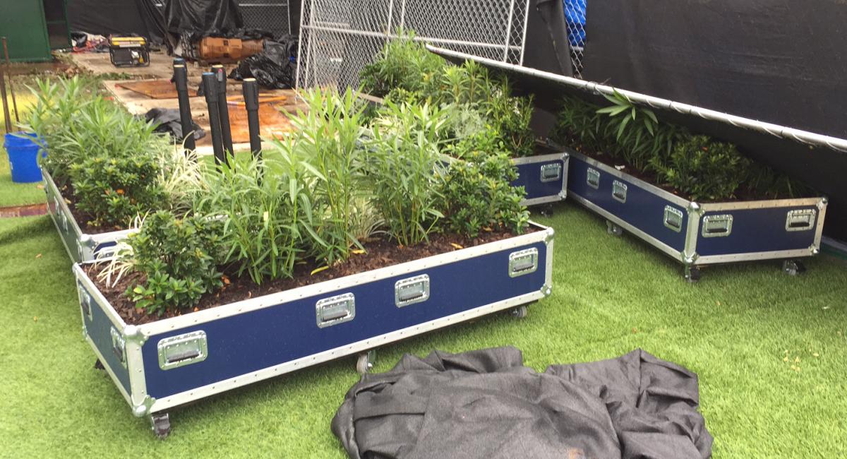 decorative planters from ACL stage structures being loaded up and sent to community partners for reuse.