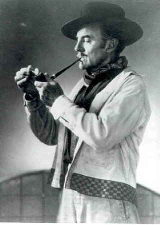 "Photo of Mansbendel smoking a pipe"