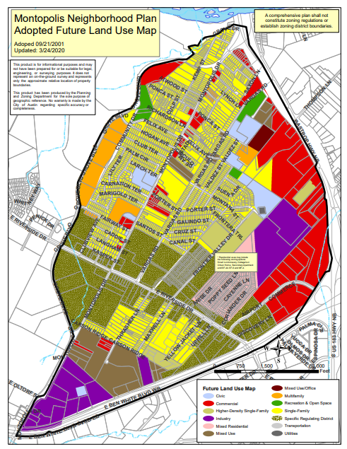 map of the Montopolis neighborhood