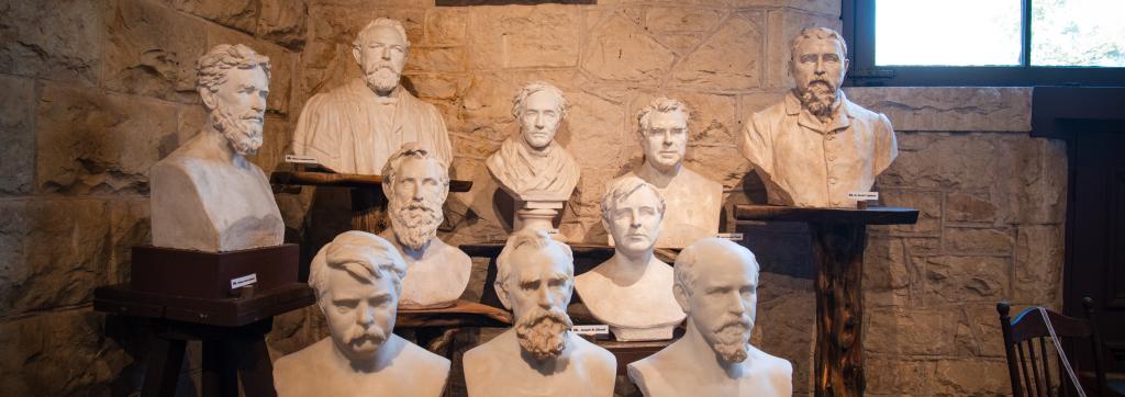 sculpted busts of several men