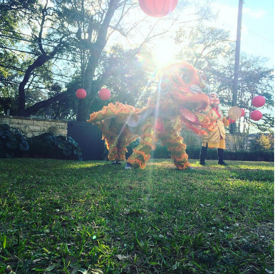 Photo of a Lion Dance in the sunlight