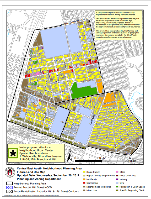 map of the Central East Austin Neighborhood