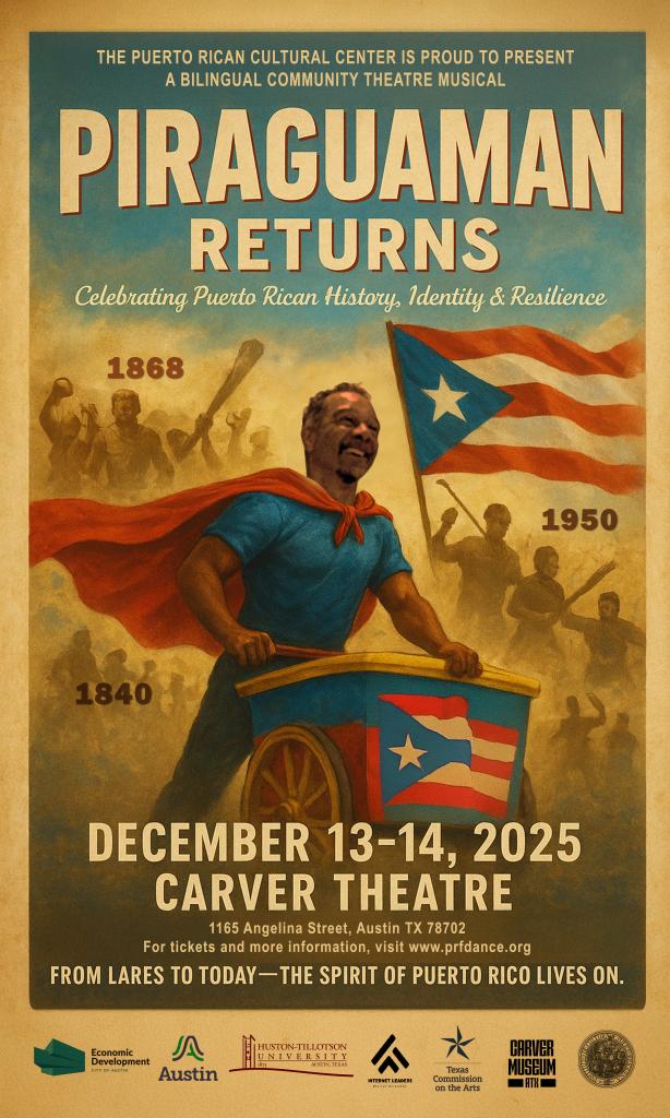 poster with man and puerto rican flag