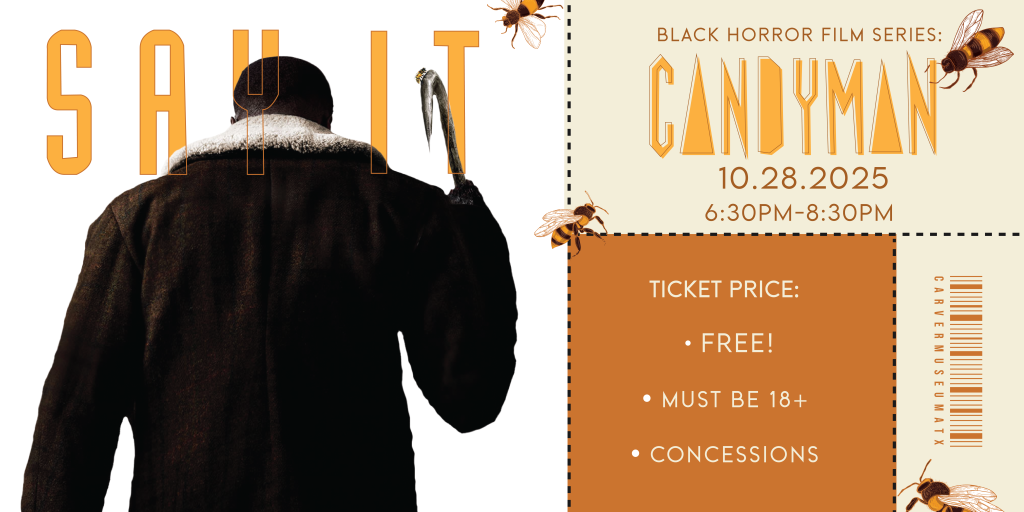 cream and honey colored graphic and image from the horror film Candyman