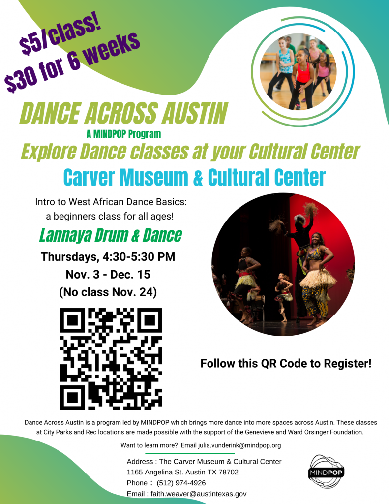 informational flyer about African Dance Program