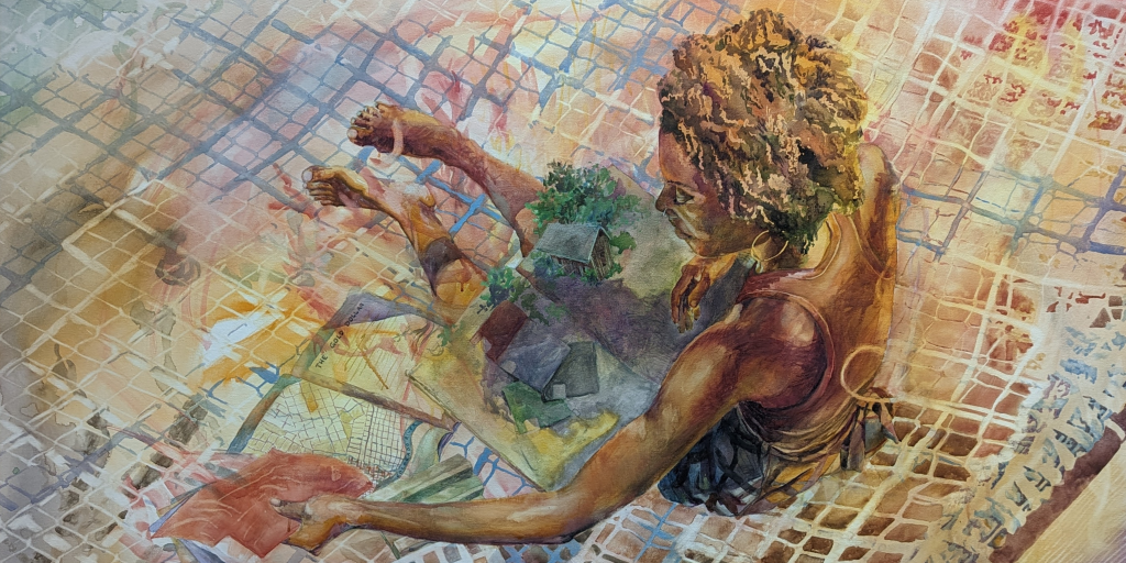 painting of woman in hammock by Elizabeth Hudson