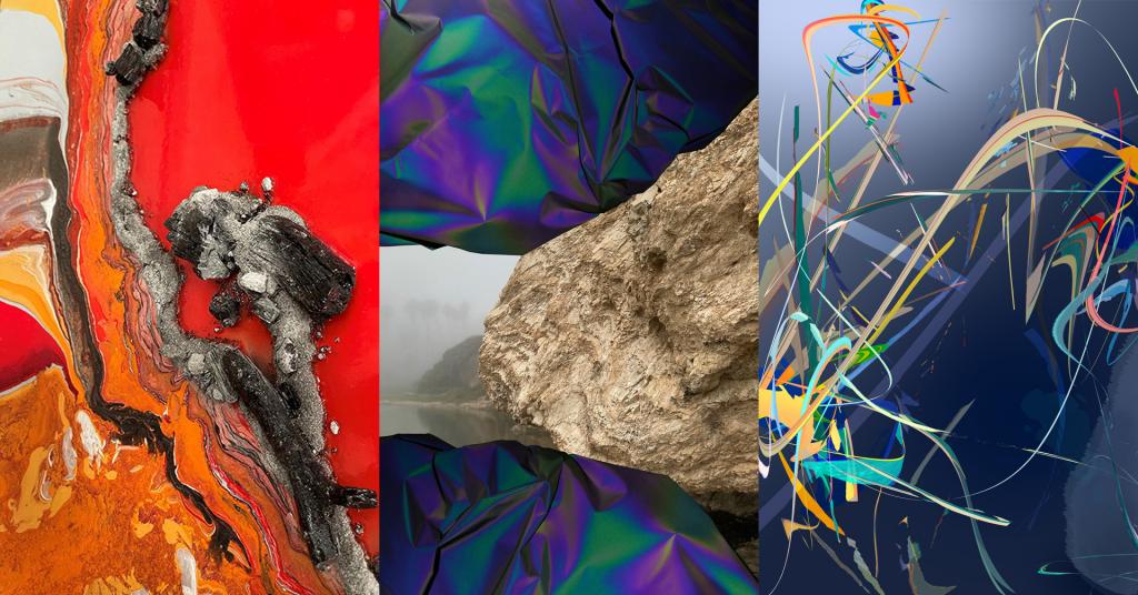 A banner Image made up of three different works of art by the artist exhibiting work