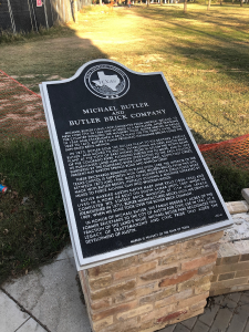 Picture of historical marker for Butler Brick Company installed at Alliance Children's Garden