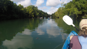 Person kayaking on Lady Bird Lake