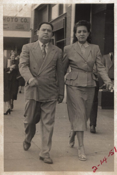 Josefina and Andres Rocha on a leisure stroll