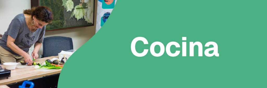 Banner showing a cooking demonstration cutting avocados