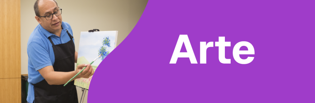 Arte banner featuring art instructor Miguel demonstration painting techniques