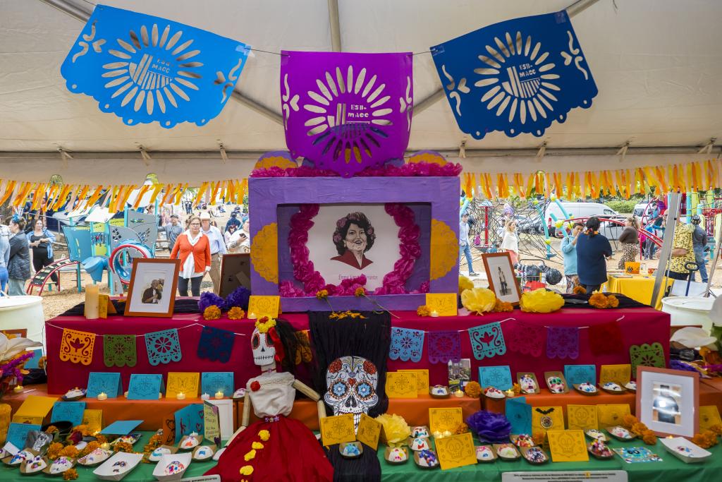 Photograph of a colorful altar