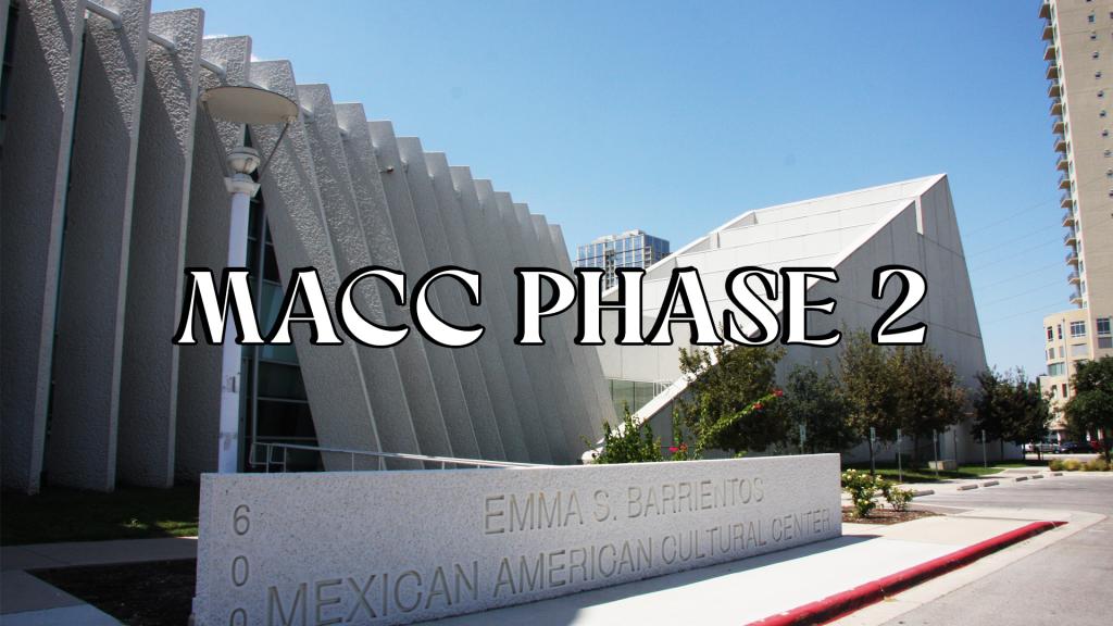 Text reads: MACC Phase 2 Image: ESB-MACC building from the front during the day 