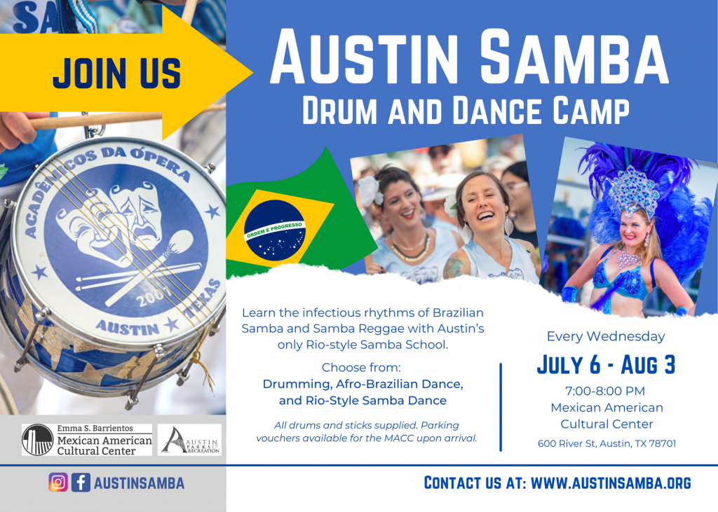 Austin Samba Classes Wednesdays at the ESB MACC 7:00-8:00pm FREE