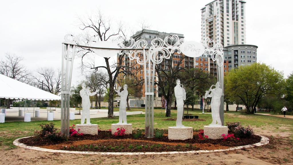 Music legends sculpture unveiling outside the MACC