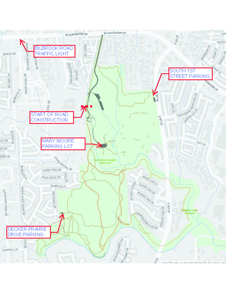 Map of closure at Mary Moore Searight park