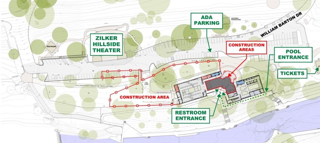 Map of Current Modified Entrance to Barton Springs Pool