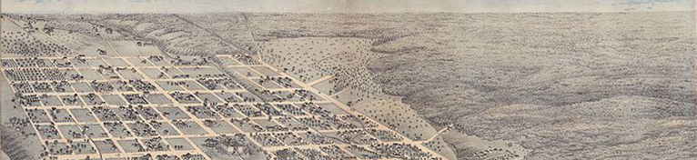 1873 Birds Eye View Map detail with cemetery